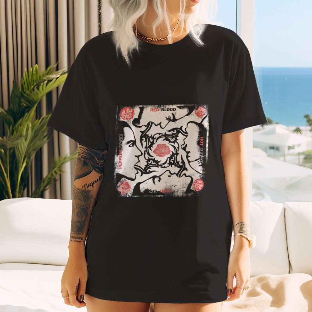 T-shirt oversize coton bio Femme Red Hot Chili Peppers avec un design de RHCP Red Blood