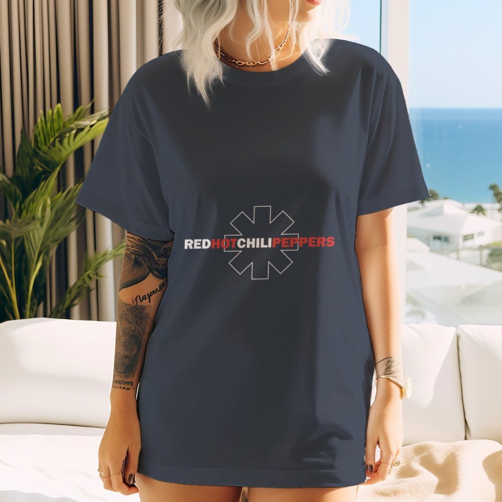 T-shirt oversize coton bio Red Hot Chili Peppers avec un design de RHCP White Line