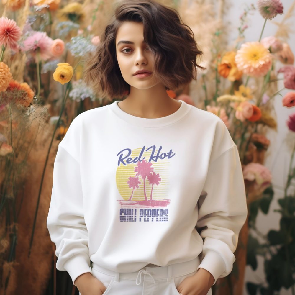 Sweat oversize coton bio Femme Red Hot Chili Peppers avec un design de RHCP Sunset