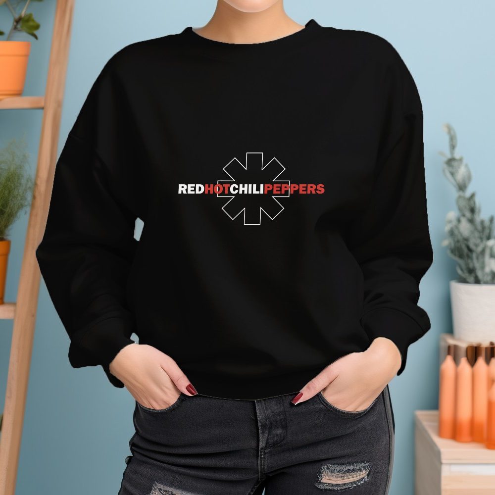 Sweat oversize coton bio Femme Red Hot Chili Peppers avec un design de RHCP White Line