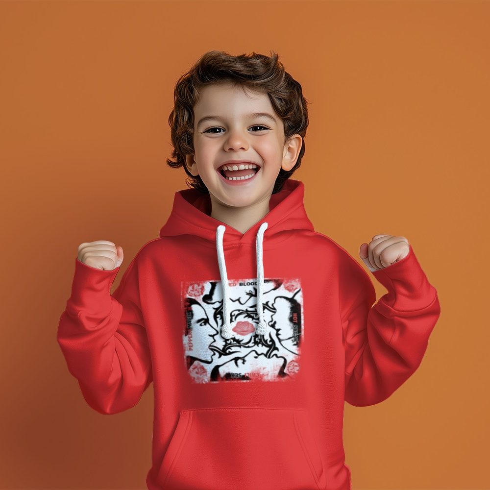 Pull à capuche Enfant Red Hot Chili Peppers avec un design de RHCP Red Blood