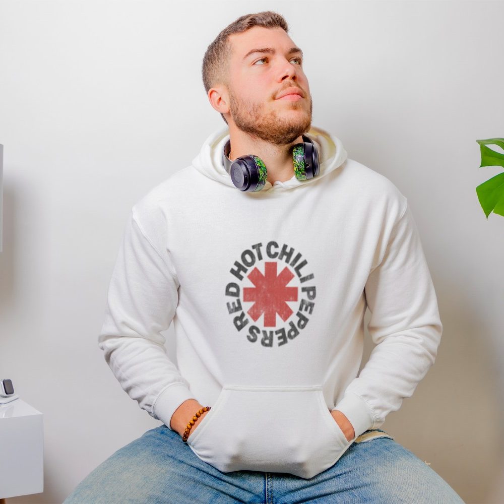 Sweat-shirt à capuche Homme Red Hot Chili Peppers avec un design de RHCP Used noir
