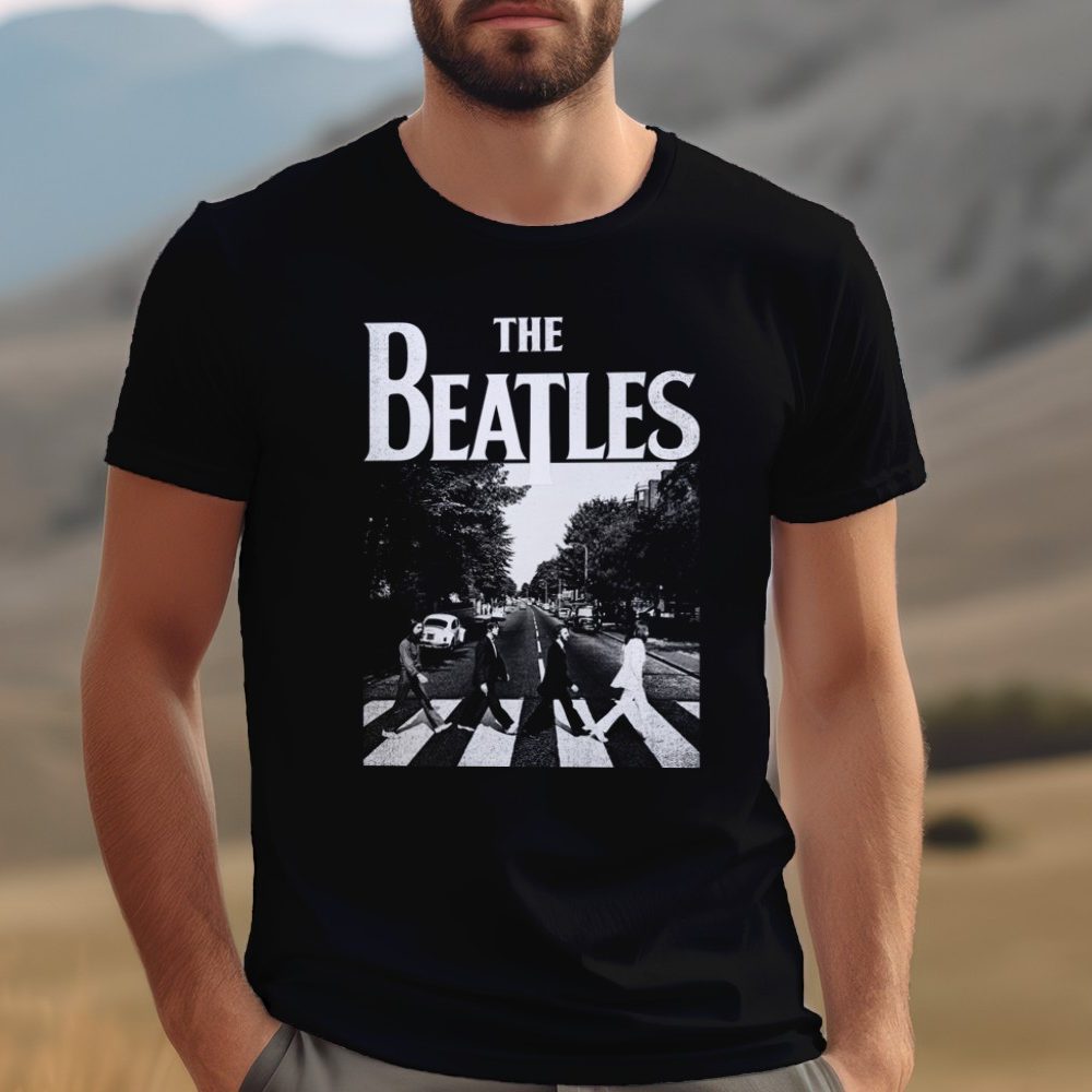 T-shirt Homme The Beatles avec un design de The Beatles Crossing Road blanc