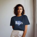 T-shirt oversize coton bio Femme The Beatles avec un design de The Beatles Heart blanc
