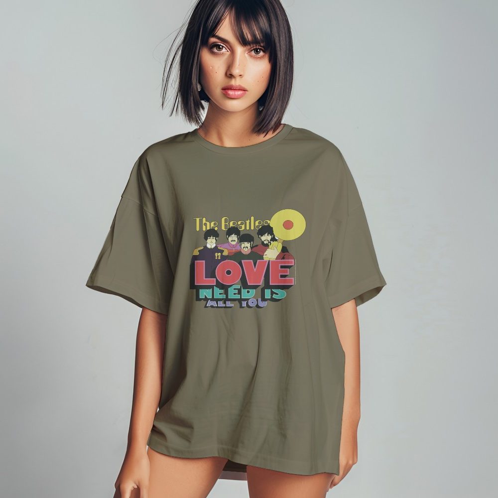 T-shirt oversize coton bio Femme The Beatles avec un design de The Beatles All You Need Is Love