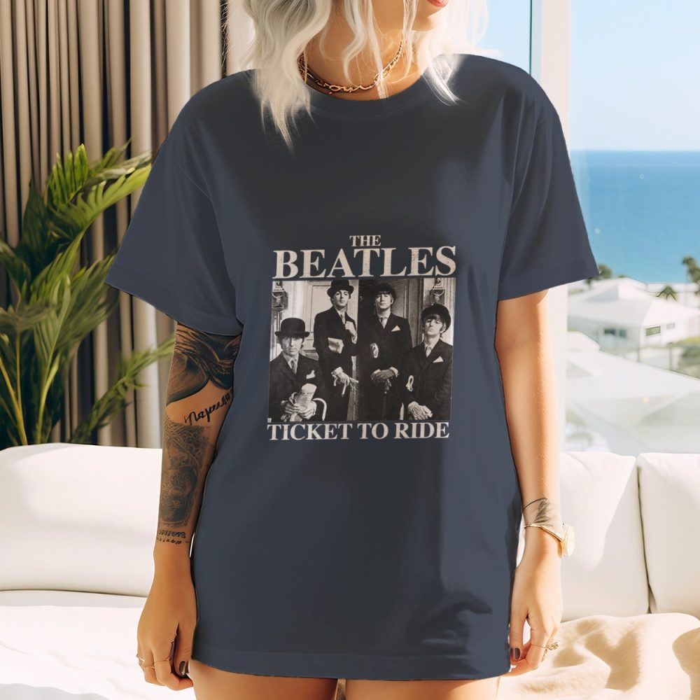 T-shirt oversize coton bio Femme The Beatles avec un design de The Beatles Ticket To Ride blanc