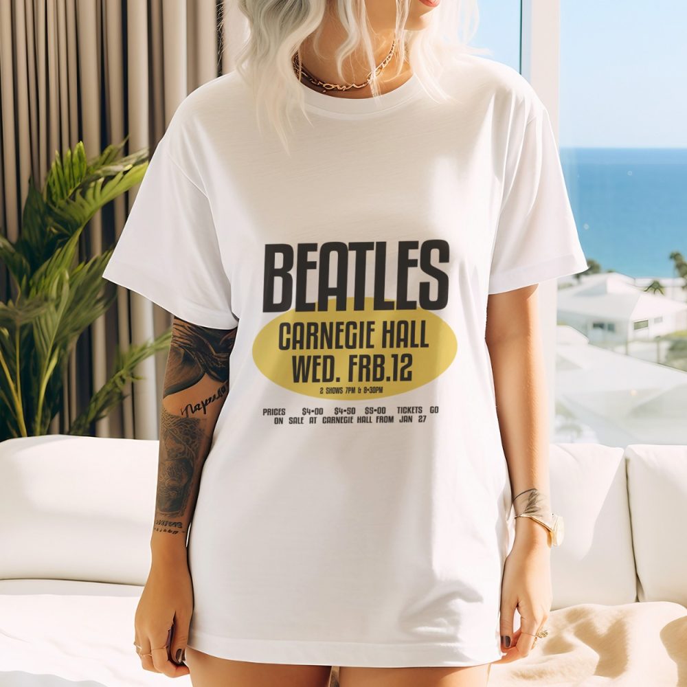 T-shirt oversize coton bio Femme The Beatles avec un design de The Beatles Carnegie Hall jaune