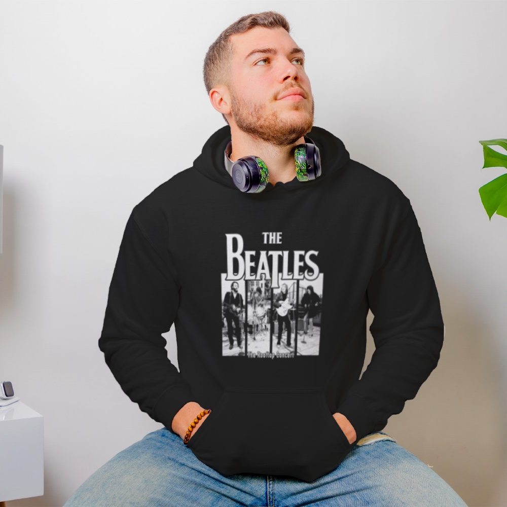 Sweat-shirt à capuche Homme The Beatles avec un design de The Beatles Live blanc