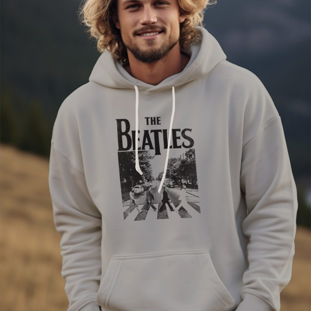 Sweat-shirt à capuche Homme The Beatles avec un design de The Beatles Crossing Road noir