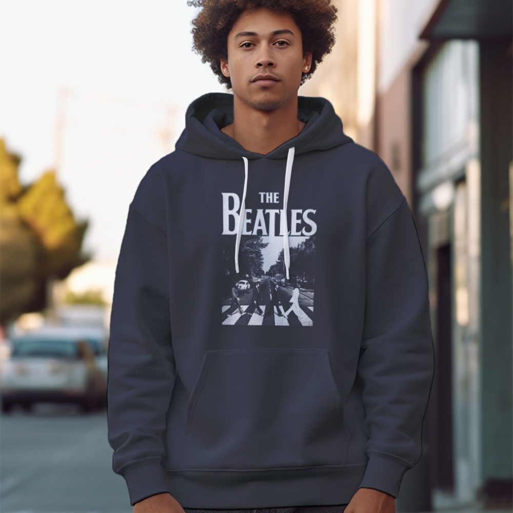 Sweat-shirt à capuche Homme The Beatles avec un design de The Beatles Crossing Road blanc