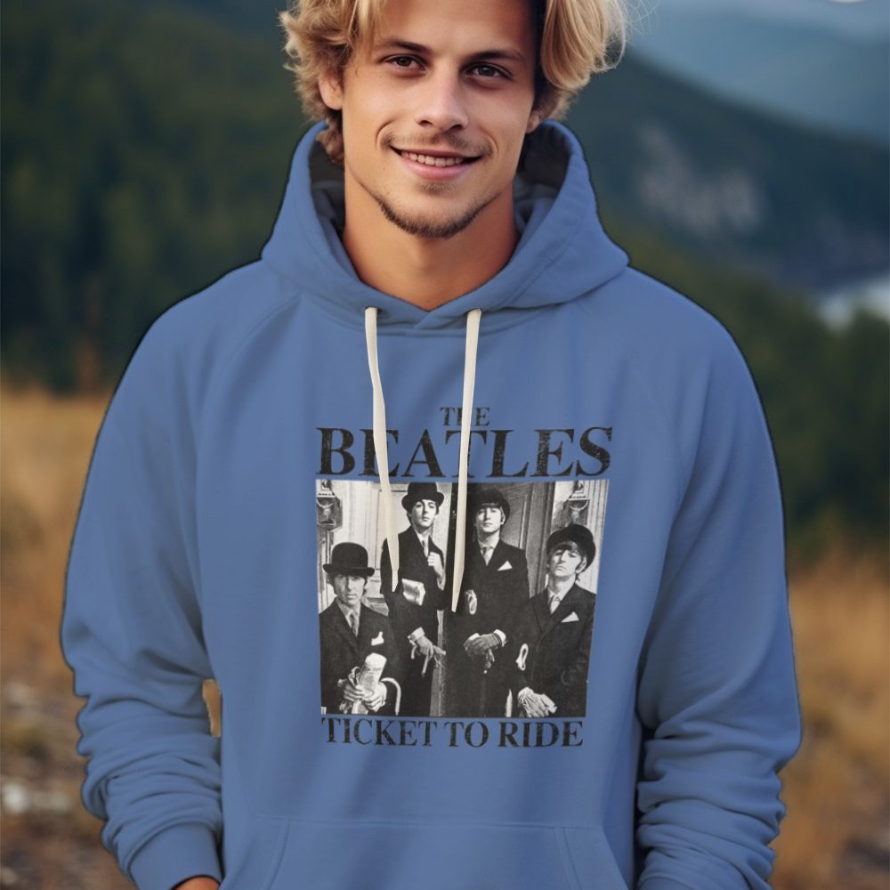 Sweat-shirt à capuche Homme The Beatles avec un design de The Beatles Ticket To Ride noir