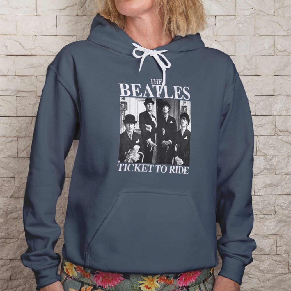 Sweat-shirt à capuche Femme The Beatles  avec un design de The Beatles Ticket To Ride blanc