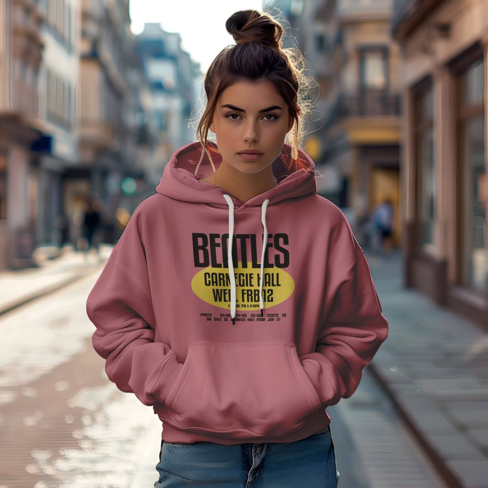 Sweat-shirt à capuche Femme The Beatles avec un design de The Beatles Carnegie Hall jaune