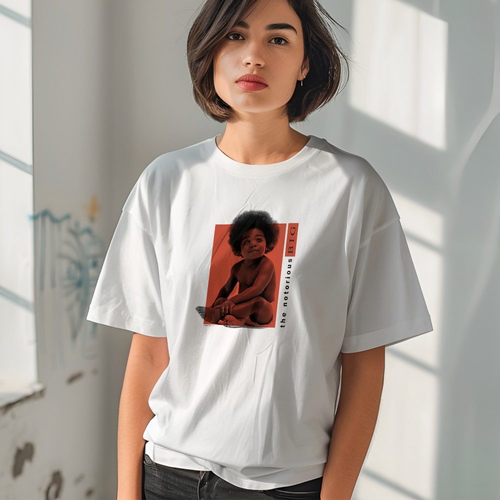T-shirt oversize coton bio Femme The notorious B.I.G avec un design de The Notorious B.I.G. Baby orange