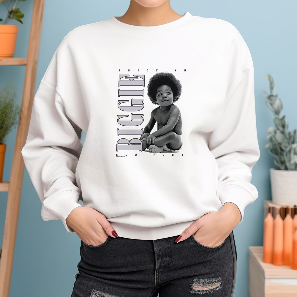 Sweat oversize coton bio Femme The notorious B.I.G avec un design de The Notorious B.I.G. Baby gris