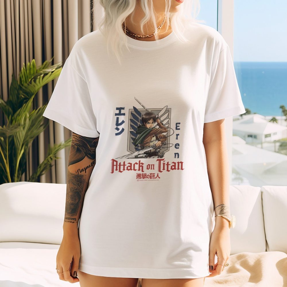 T-shirt oversize coton bio Femme Attack On Titan avec un design de Attack On Titan Eren
