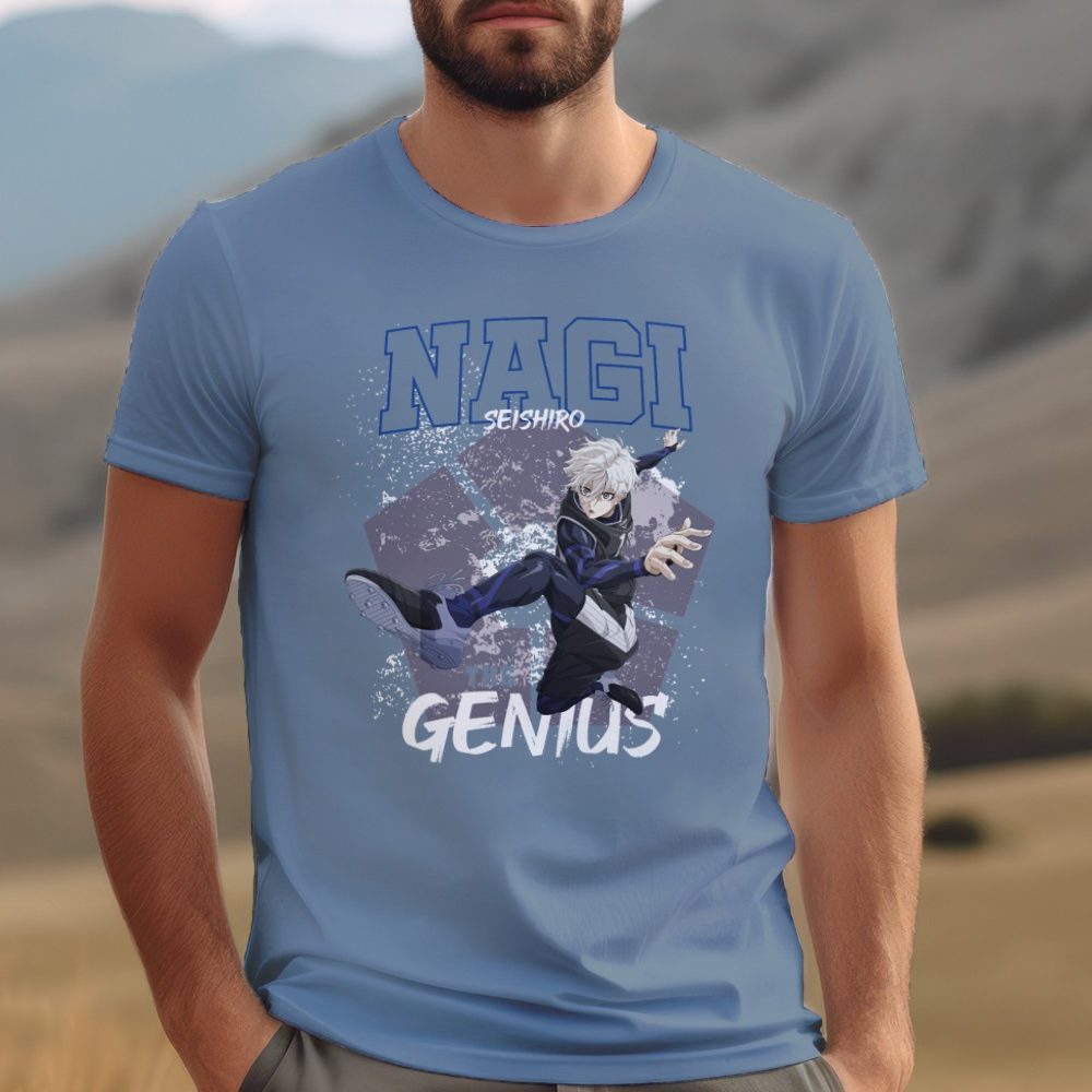 T-shirt Homme Bluelock avec un design de Bluelock Nagi The Genuis blanc