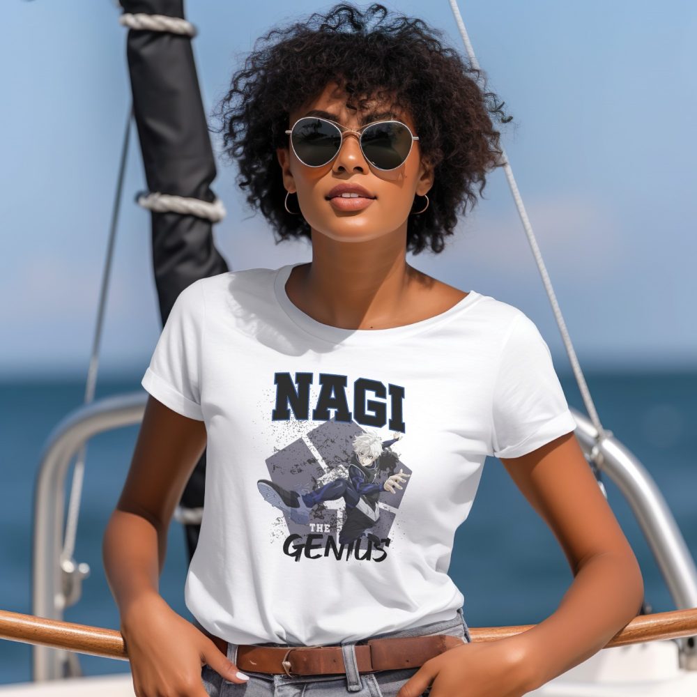 T-shirt Femme Bluelock avec un design de Bluelock Nagi The Genuis noir