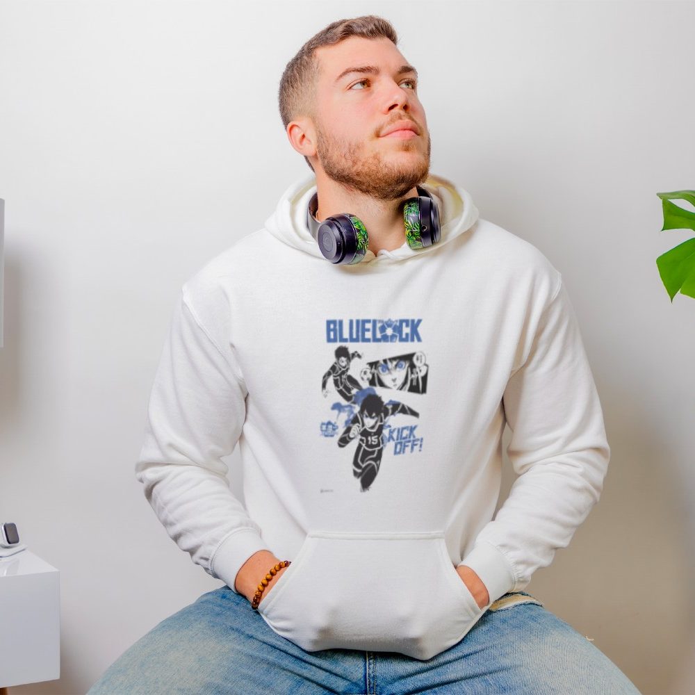 Sweat-shirt à capuche Homme Bluelock avec un design de Bluelock Kick Off bleu