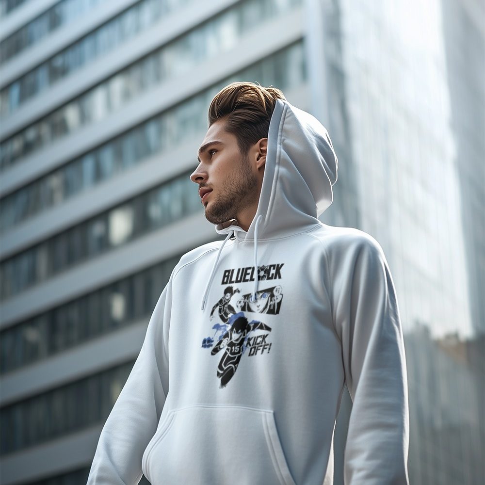 Sweat-shirt à capuche Homme Bluelock avec un design de Bluelock Kick Off noir