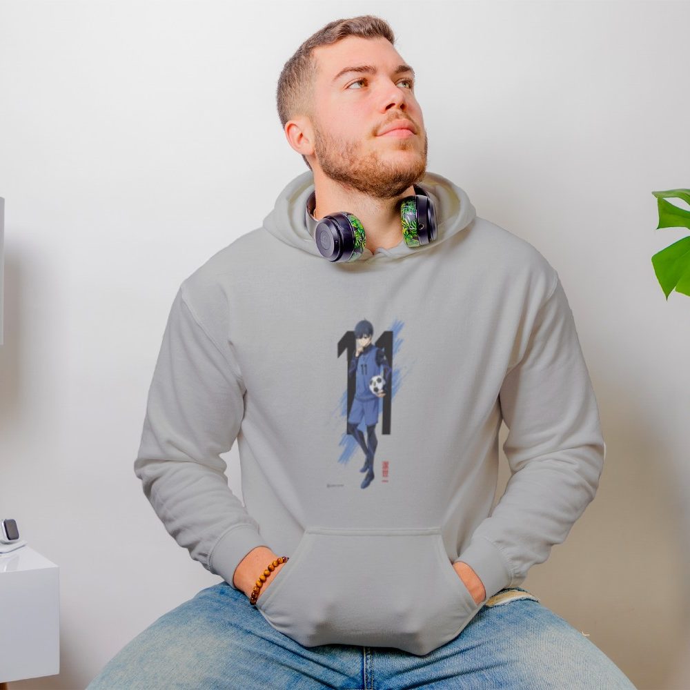 Sweat-shirt à capuche Homme Bluelock avec un design de Bluelock 11 noir