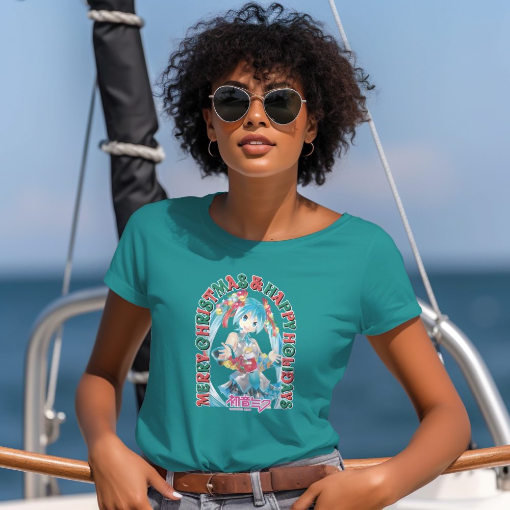 T-shirt Femme Hatsune Miku avec un design de Hatsune Miku Merry Christmas