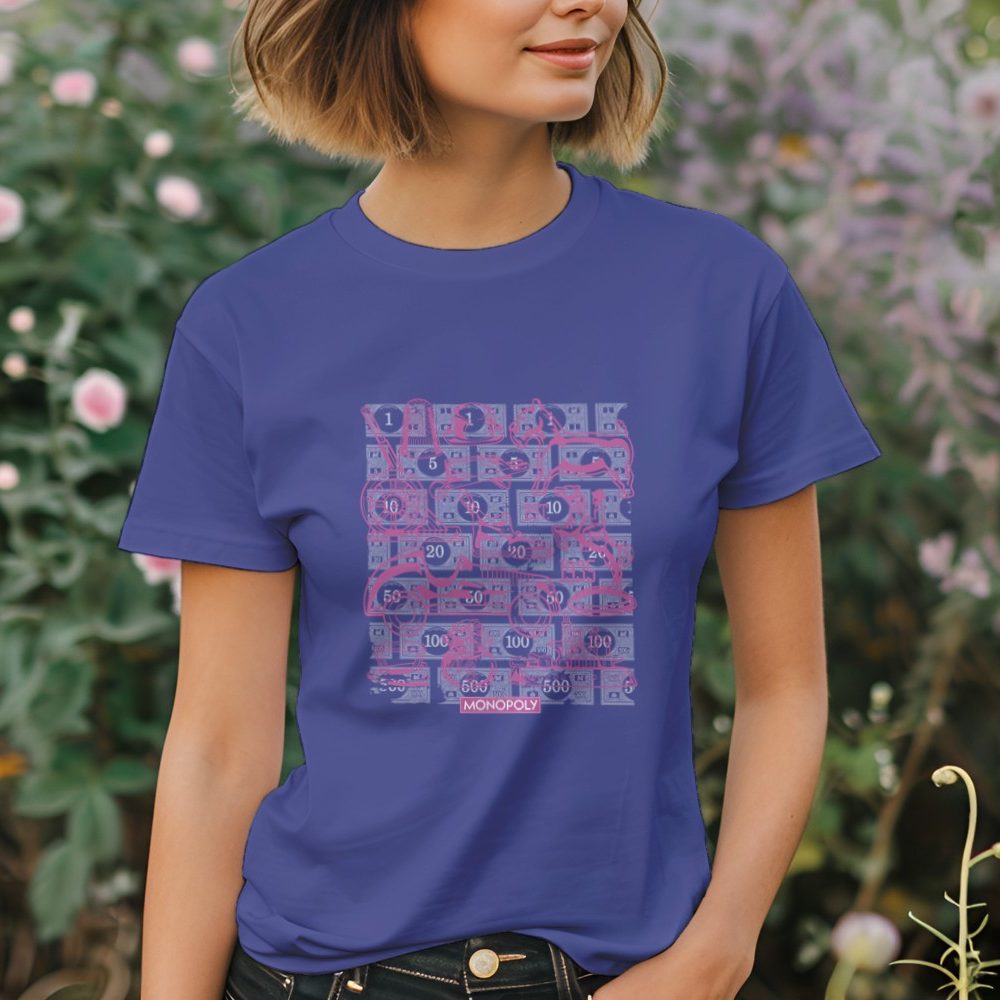 T-shirt Femme Monopoly avec un design de Monopoly Pions violet