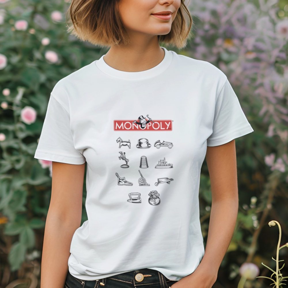 T-shirt Femme Monopoly avec un design de Monopoly Pions noir