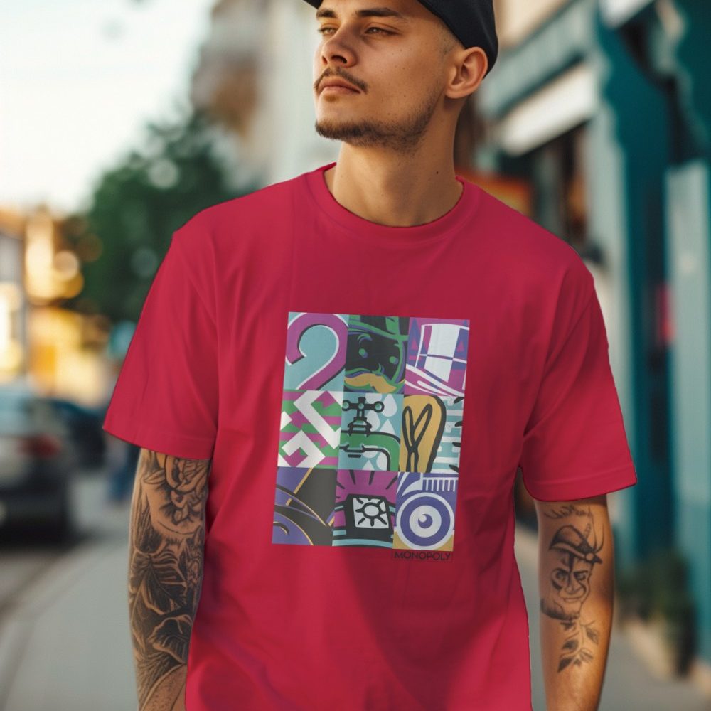 T-shirt Premium Homme Monopoly avec un design de Monopoly Symbols noir
