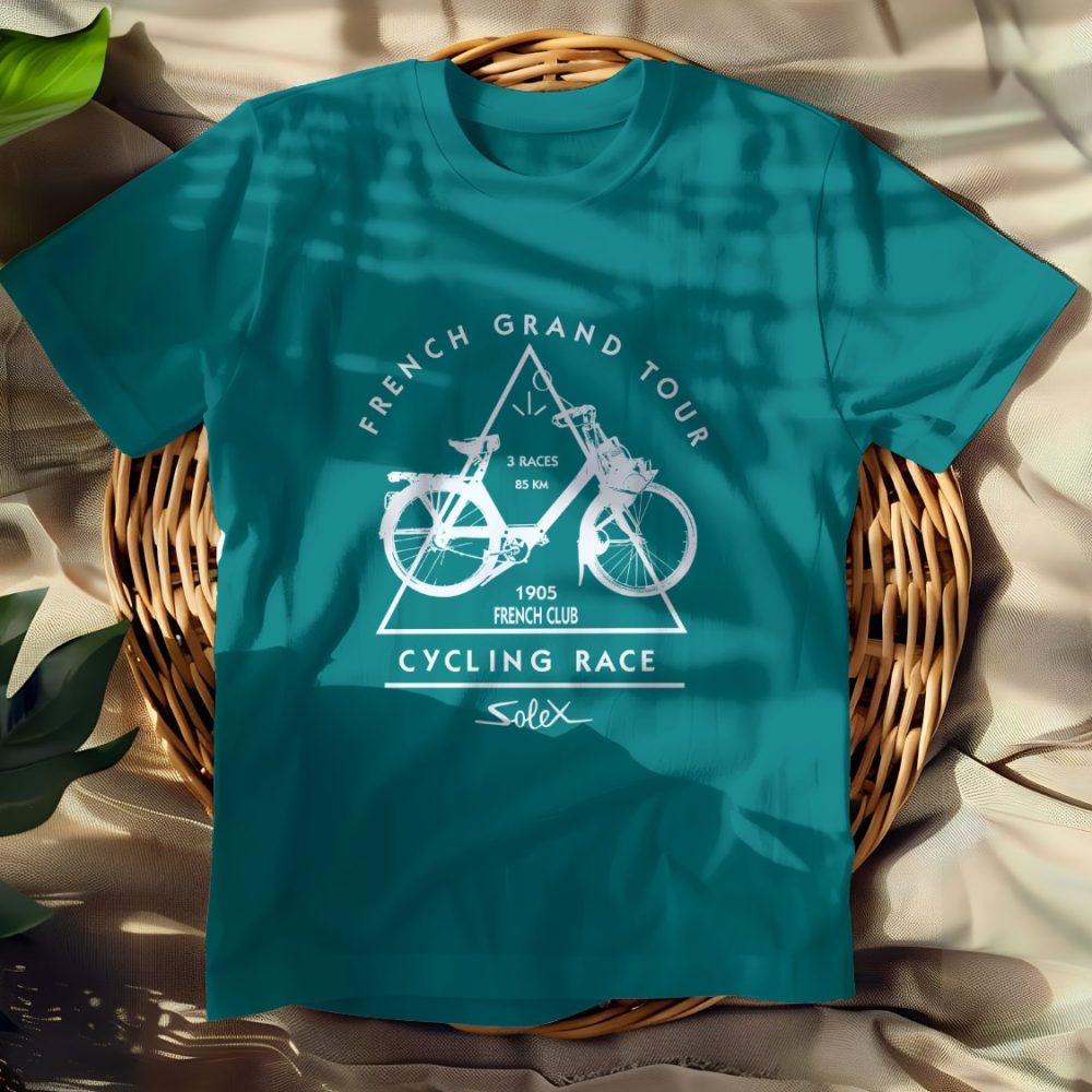 T-shirt Femme Solex avec un design de Solex French Grand Tour blanc