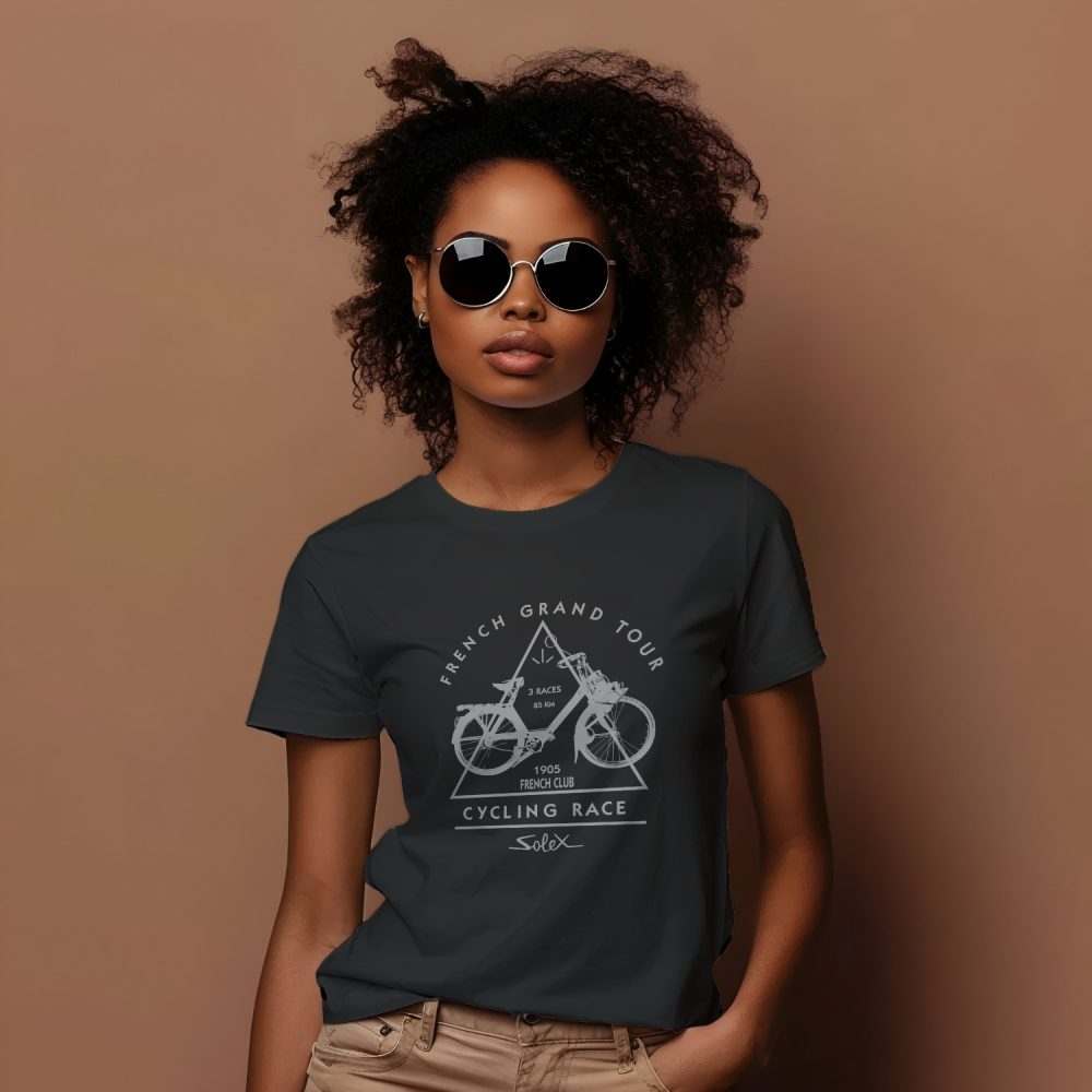 T-shirt Femme Solex avec un design de Solex French Grand Tour gris