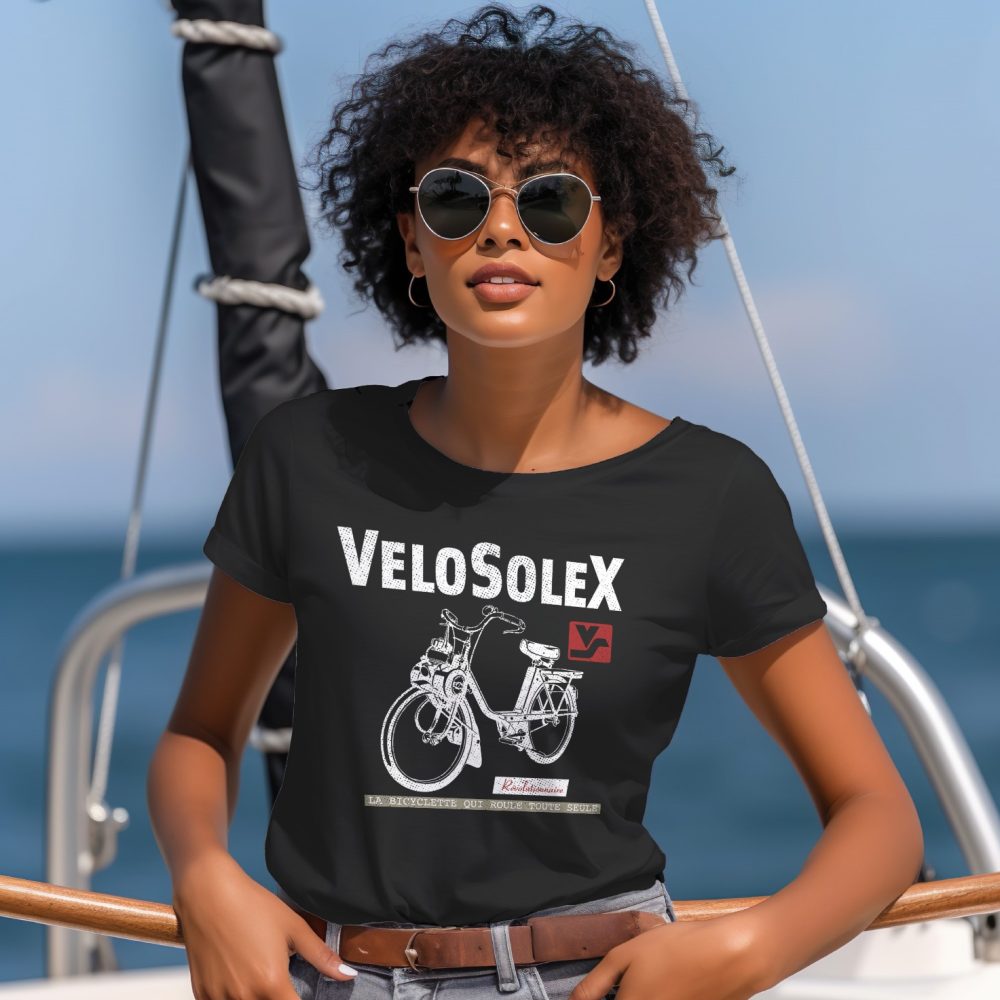 T-shirt Femme Solex avec un design de Solex Révolutionnaire blanc