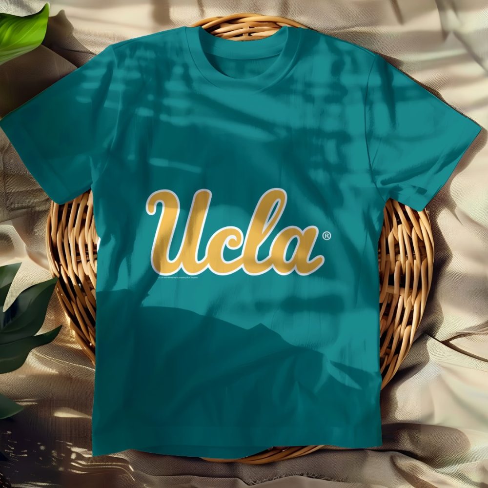 T-shirt Femme UCLA avec un design de UCLA Curvy jaune contour blanc