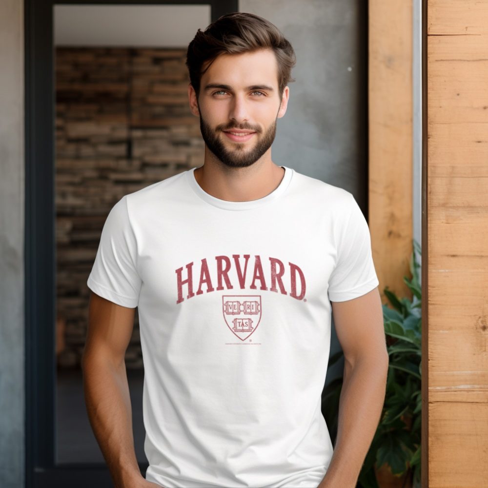 T-shirt Homme Harvard avec un design de Harvard Arc Écusson Used Contour rouge