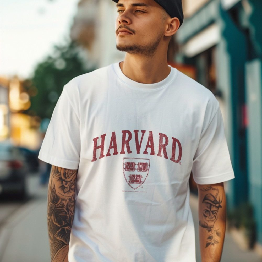 T-shirt Homme Harvard avec un design de Harvard Arc Écusson Used rouge