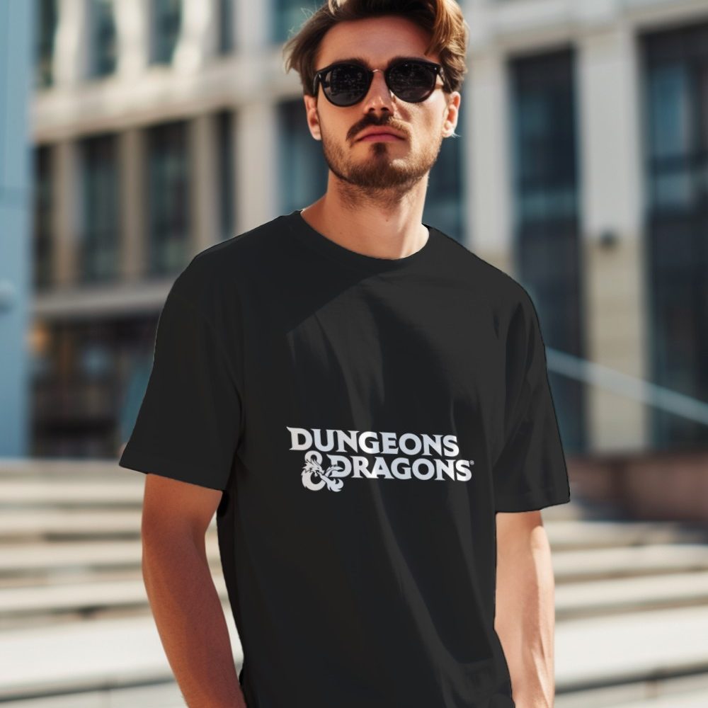 T-shirt Homme Dungeons & Dragons avec un design de D&D Logo blanc