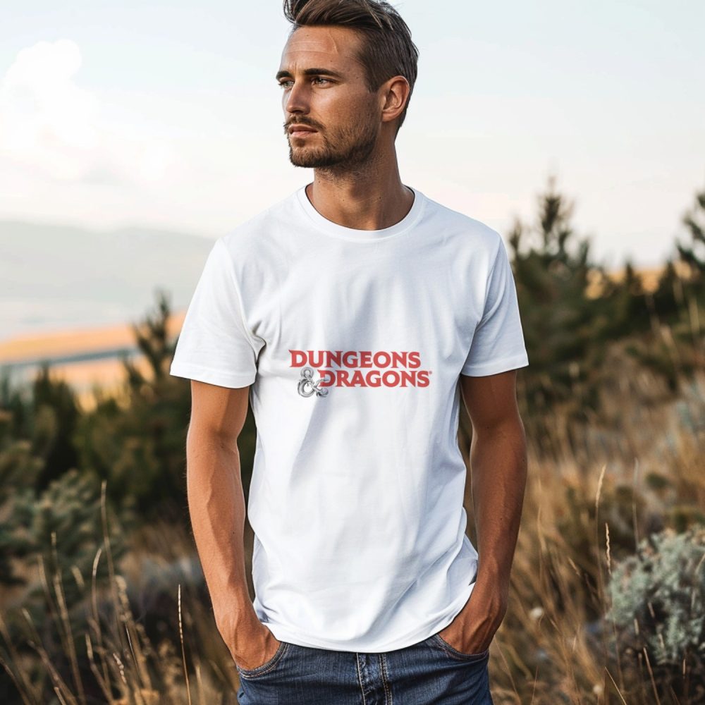 T-shirt Homme Dungeons & Dragons avec un design de D&D Logo rouge et métal