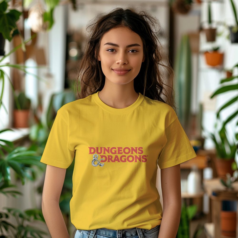 T-shirt Femme Dungeons & Dragons avec un design de D&D Logo rouge et métal
