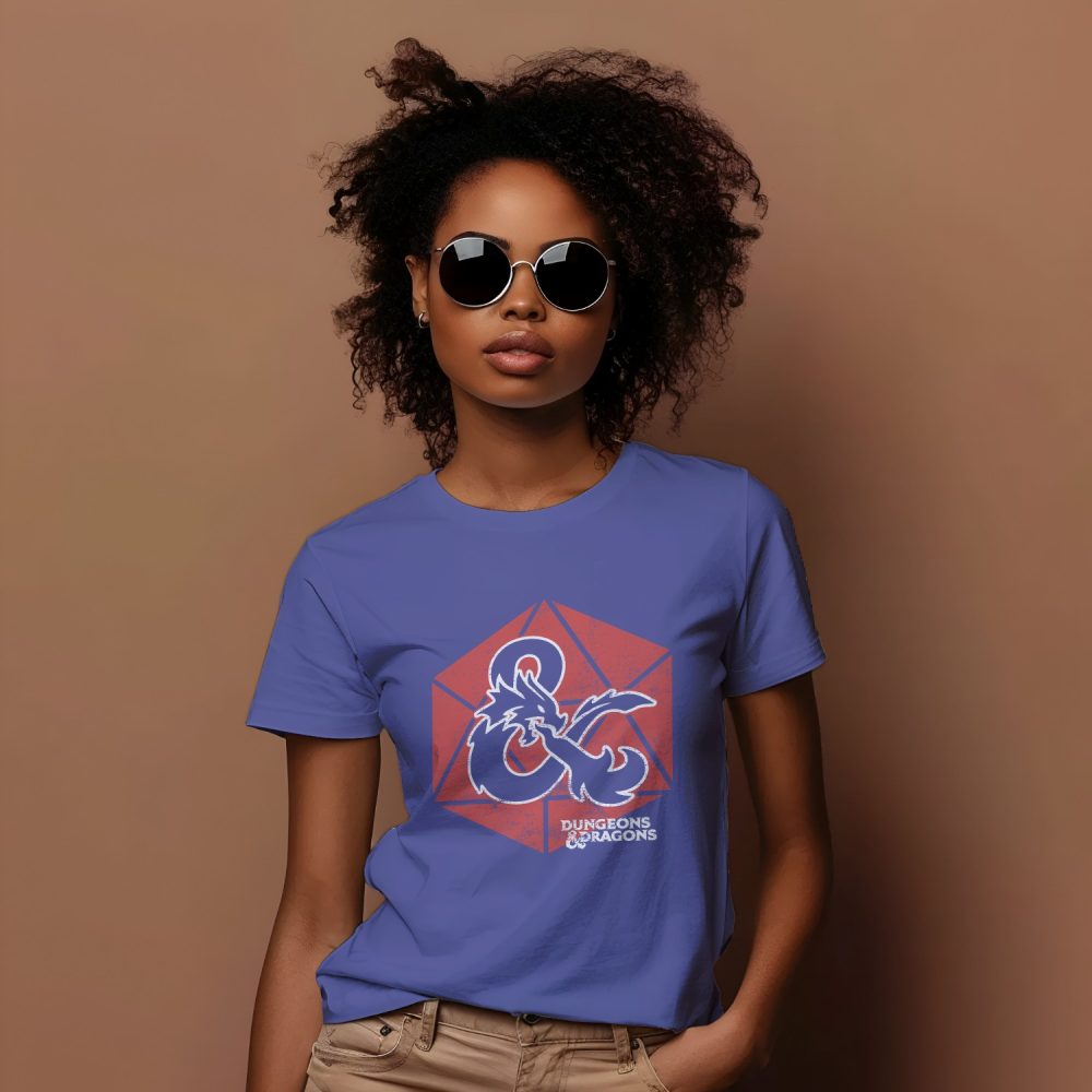 T-shirt Femme Dungeons & Dragons avec un design de D&D Sigle Sur Dé rouge