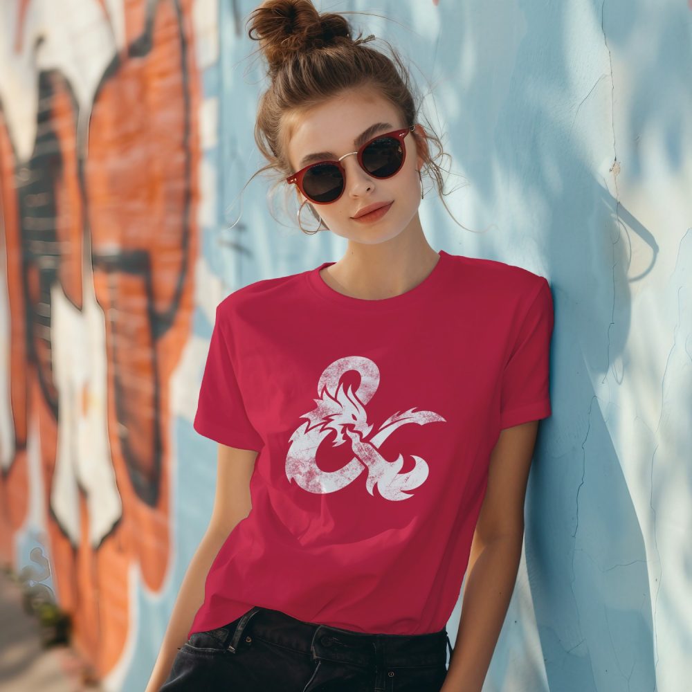 T-shirt Femme Dungeons & Dragons avec un design de D&D Sigle blanc
