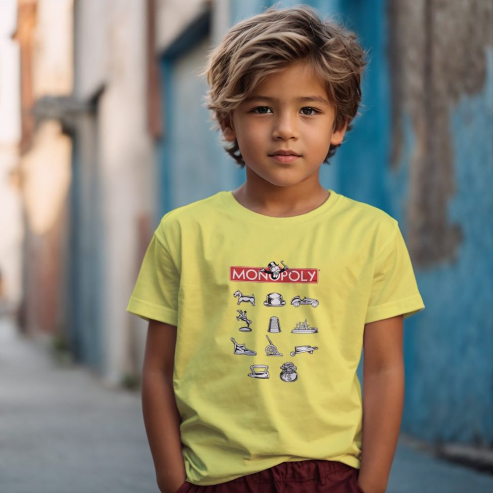 T-shirt Enfant Monopoly avec un design de Monopoly Pions noir