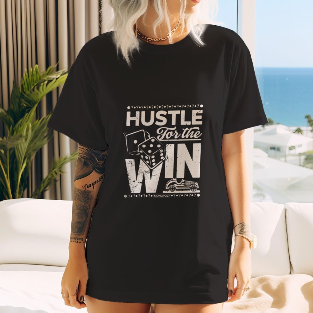 T-shirt oversize coton bio Femme Monopoly avec un design de Monopoly Hustle For The Win blanc