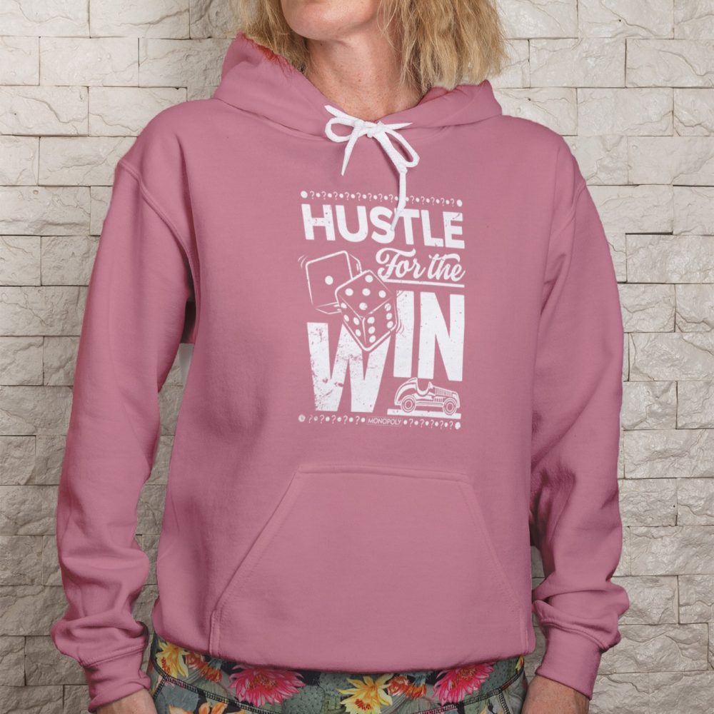 Sweat-shirt à capuche Femme Monopoly avec un design de Monopoly Hustle For The Win blanc