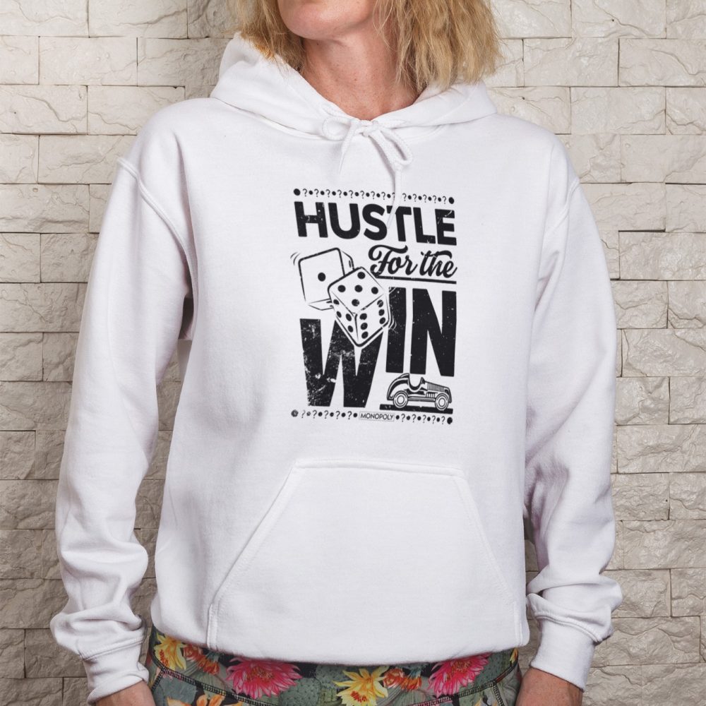 Sweat-shirt à capuche Femme Monopoly avec un design de Monopoly Monopoly Hustle For The Win noir