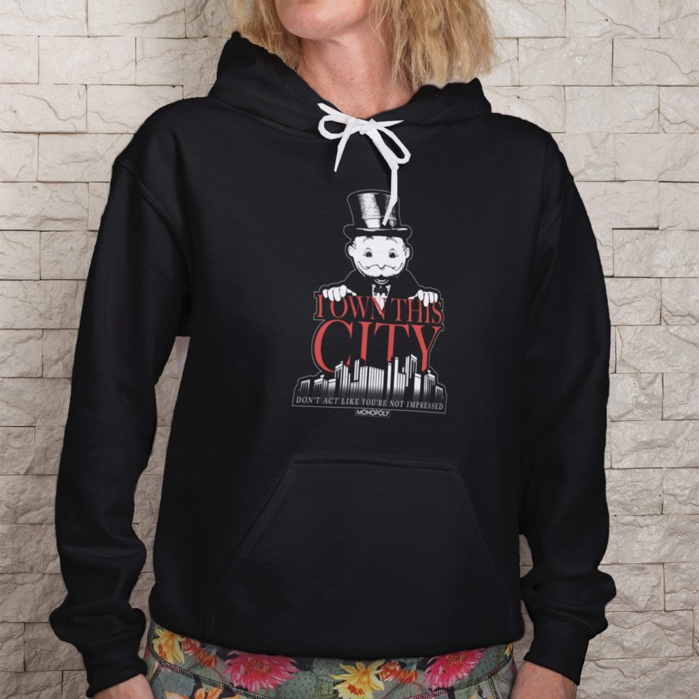 Sweat-shirt à capuche Femme Monopoly avec un design de Monopoly I Own This City blanc