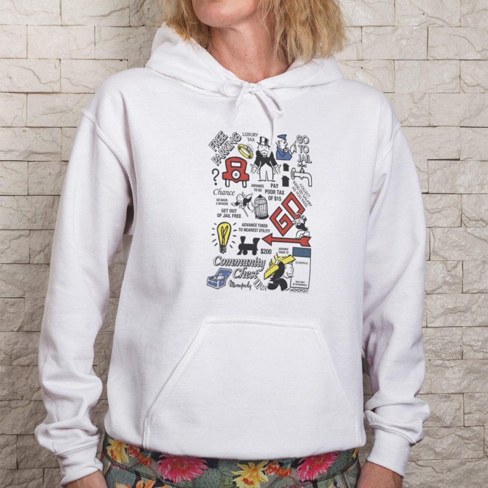 Sweat-shirt à capuche Femme Monopoly avec un design de Monopoly Cases De Jeu