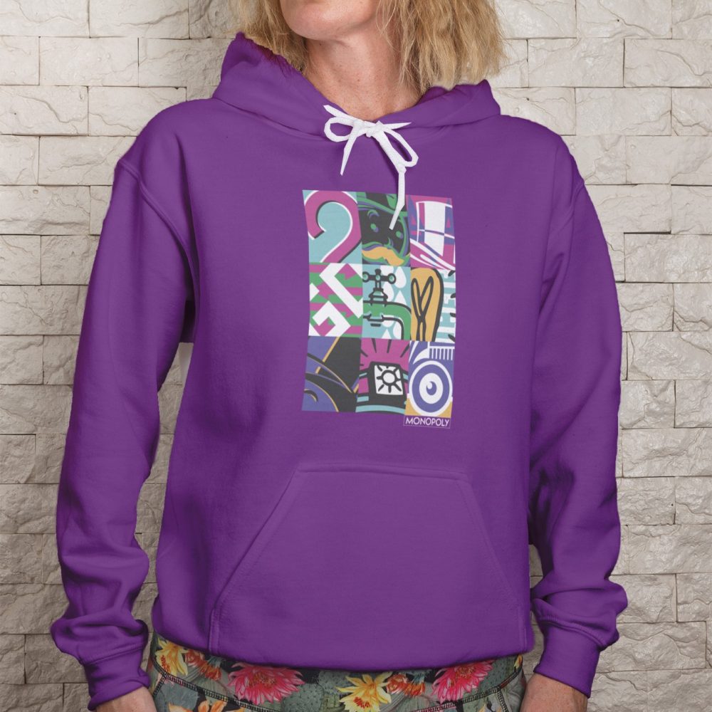 Sweat-shirt à capuche Femme Monopoly avec un design de Monopoly Symbols blanc