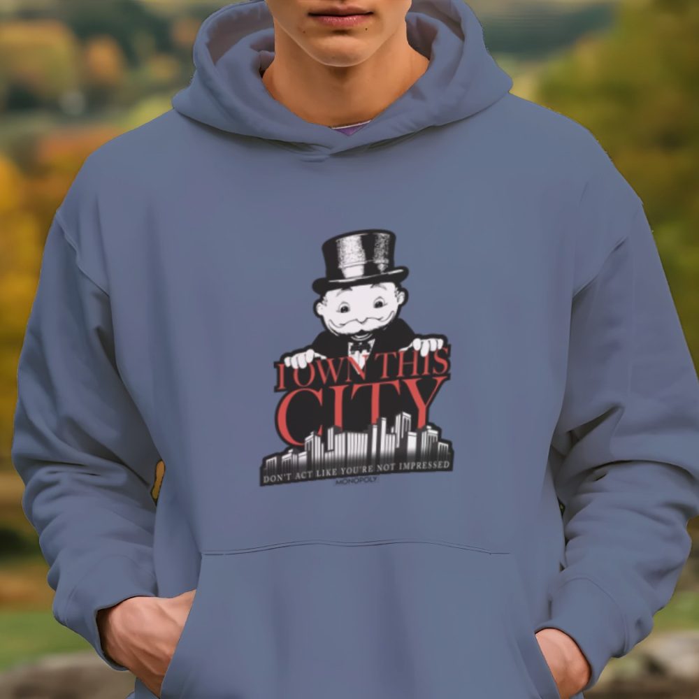 Sweat-shirt à capuche Homme Monopoly avec un design de Monopoly I Own This City noir