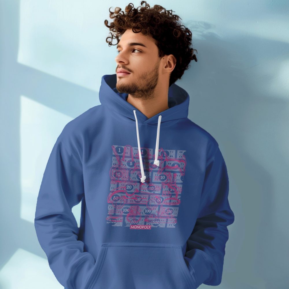 Sweat-shirt à capuche Homme Monopoly avec un design de Monopoly Pions violet
