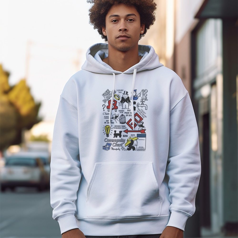 Sweat-shirt à capuche Homme Monopoly avec un design de Monopoly Cases De Jeu